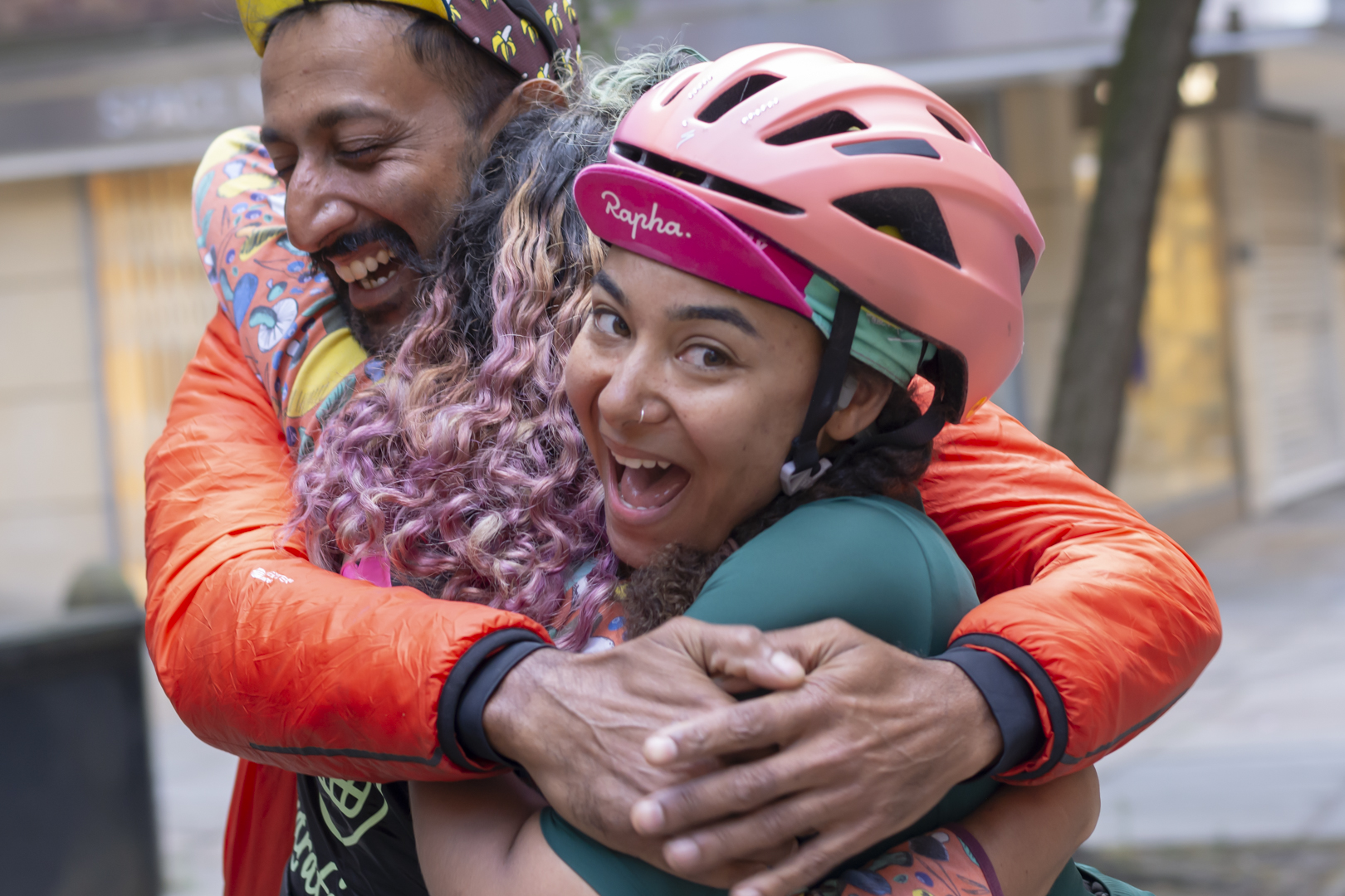 Aandy, Zara, and Carla at the finish of the Pennine Rally